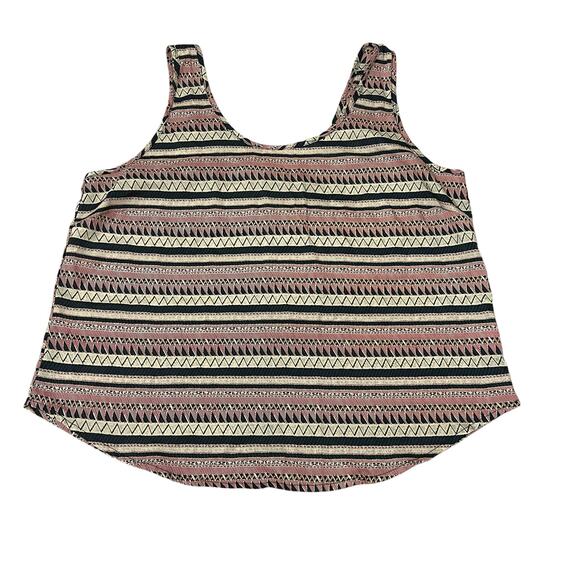 Bjewel MEDIUM Aztec Tribal Print Scoop Neck Exposed Back Zipper Round Hem Tank - Picture 8 of 9